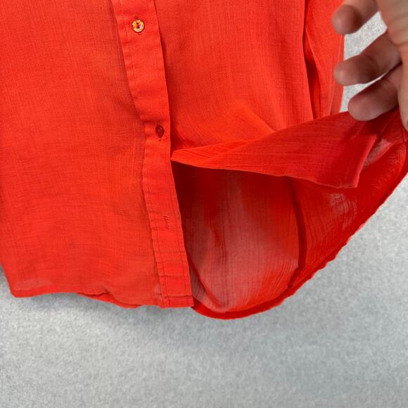 Vintage Loubella Extendables Blouse Womens Size 10/11 Red Sheer Red Button Up - Picture 9 of 15